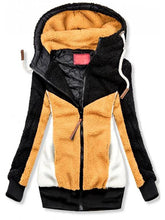 Load image into Gallery viewer, Colorblock Hooded Plush Women's Coats
