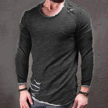 Load image into Gallery viewer, Ripped Round Neck Top Men's T-Shirts
