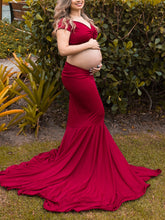 Load image into Gallery viewer, Two-Piece Cotton Tube Fishtail Photo Maternity Dress
