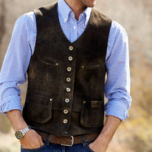 Load image into Gallery viewer, Retro Back Lace Pocket Men's Vests
