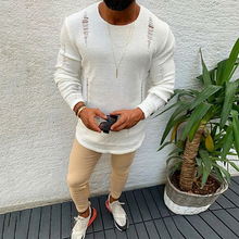 Load image into Gallery viewer, Fashion Solid Color Ripped Men's Sweater

