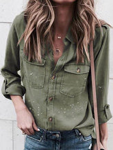 Load image into Gallery viewer, Fashion Lapel Button Pocket Long Sleeve Blouse
