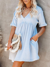 Load image into Gallery viewer, Cotton Pocket Babydoll Maternity Dress
