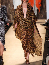 Load image into Gallery viewer, Brown Leopard Print Loose Sleeves Women's Dress
