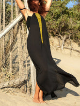 Load image into Gallery viewer, Bohemian Black Sexy Halter Strap Beach Dress
