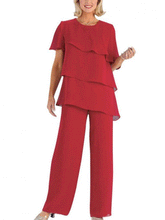 Load image into Gallery viewer, Chiffon Solid Color Ruffle Two-Piece Women's Suit
