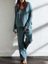 Load image into Gallery viewer, Casual Solid Color Cotton and Linen Ladies Suit
