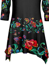 Load image into Gallery viewer, Fashion Print Irregular Hem Long Sleeve Dress
