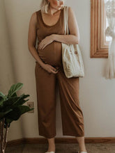 Load image into Gallery viewer, Casual Loose Cotton and Linen Maternity Jumpsuit
