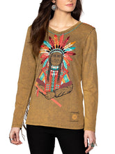 Load image into Gallery viewer, Women's Crew Neck Fringed Print Top
