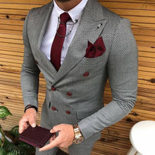 Load image into Gallery viewer, Check Stripe Printing Business Men's Coat
