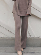 Load image into Gallery viewer, Fashionable and Comfortable Round Neck Top and Slim-fit Elastic Pants Solid Color Suit
