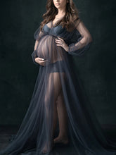 Load image into Gallery viewer, Simple Mesh Long Sleeve Underwear Photo Maternity Dress
