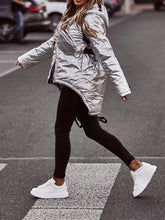 Load image into Gallery viewer, Fashion Silver Hooded Cotton Jacket
