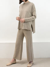 Load image into Gallery viewer, Fashion And Comfy Round Neck Knitted Tops and Trousers Women's Suit
