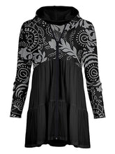 Load image into Gallery viewer, Black and White Print Long Sleeve Dress
