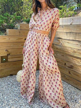 Load image into Gallery viewer, Holiday Print Flare Pants Fashion Set
