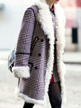 Load image into Gallery viewer, Fashion Lapel Plus Velvet Plaid Ladies Coat
