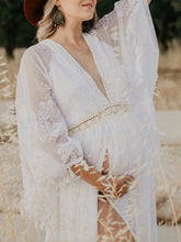 Load image into Gallery viewer, Maternity Sexy Deep V Backless Trailing Lace Split Maxi Dress
