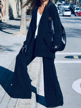 Load image into Gallery viewer, Cardigan and Wide-leg Pants Solid Color Suit
