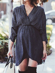 Autumn V-neck Loose and Comfortable Maternity Dress