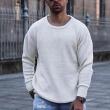 Load image into Gallery viewer, Men's Solid Round Neck Knitted Sweater
