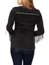 Load image into Gallery viewer, Women's Crew Neck Fringed Print Top

