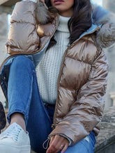 Load image into Gallery viewer, Fashionable Warm Fur Collar Hooded Cotton Jacket
