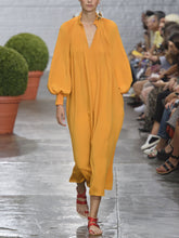Load image into Gallery viewer, Ladies Fashion Casual Loose Deep V-Neck Tulle Long Sleeve Dress
