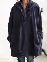 Load image into Gallery viewer, Drawstring Mid-length Slot Pocket Hoodie
