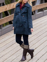 Load image into Gallery viewer, Denim Lapel Belt Maternity Coats
