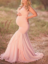 Load image into Gallery viewer, Solid Color Swing Net Photo Maternity Dress
