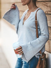 Load image into Gallery viewer, Fashion Fall Flared Sleeves V-neck Knitted Sweater
