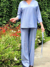 Load image into Gallery viewer, Casual Loose Ladies V-neck Top and Wide-leg Pants Suit
