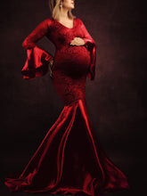 Load image into Gallery viewer, Lace Satin Maternity Dress Maternity Wedding Dress
