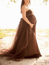Load image into Gallery viewer, Brown Tulle Maternity Photography Dress
