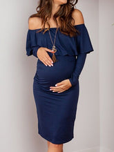 Load image into Gallery viewer, Fashion and Elegant Off-shoulder Long-sleeved Dress for Pregnant Women
