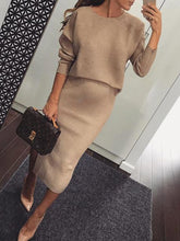 Load image into Gallery viewer, Fashion And Comfy Knitted Round Neck Sweater and Skirt Maternity's Suit
