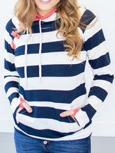 Load image into Gallery viewer, Casual Fashion Blue and White Striped Hoodie
