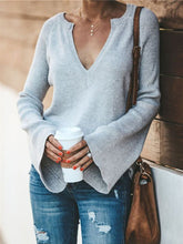 Load image into Gallery viewer, Fashion Fall Flared Sleeves V-neck Knitted Sweater
