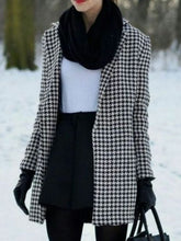 Load image into Gallery viewer, Black Houndstooth Print Slim Fit Women's Coat
