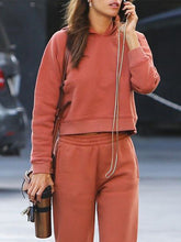 Load image into Gallery viewer, Casual Round Neck Top and Elastic Pants Suit
