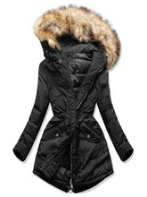 Load image into Gallery viewer, Fur Collar Hooded Long Sleeve Women's Coats
