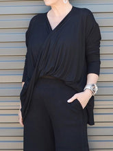 Load image into Gallery viewer, Fashion Casual V-neck Top and Wide-leg Pants Suit
