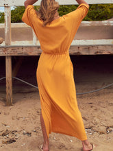 Load image into Gallery viewer, Cotton And Linen Elastic Waist Slit Women's Dress
