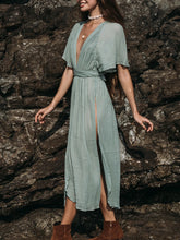 Load image into Gallery viewer, Cotton And Linen Split Sexy Outdoor Women's Dress
