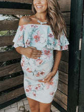 Load image into Gallery viewer, Floral Slim Shoulder Slim Party Maternity Dress
