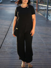Load image into Gallery viewer, Women's Casual Solid Color Irregular Hem Cotton And Linen Suit
