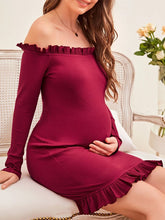 Load image into Gallery viewer, Maternity Sexy Strapless Fungus Fringe Bodycon Dress

