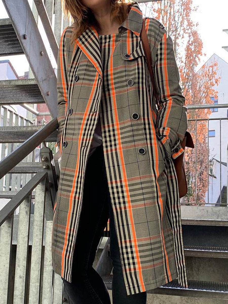 Fashion Casual Plaid Ladies Coat